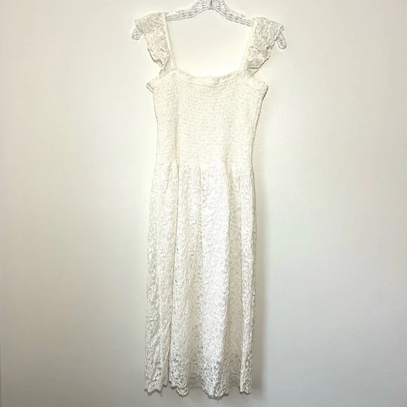 Anthropologie Maeve Anastasi Lace White Midi Dress - Picture 6 of 12